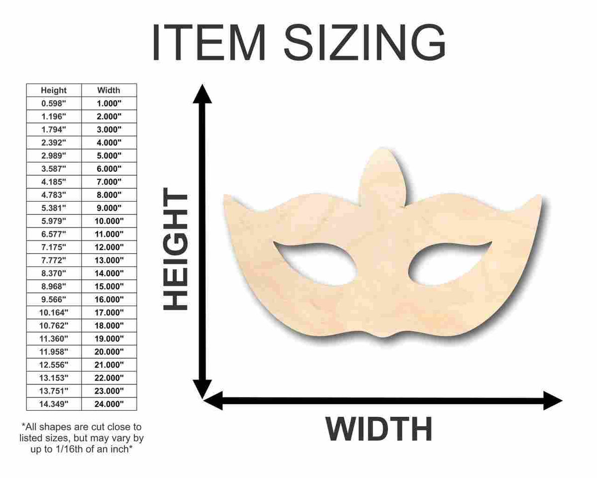 Unfinished Wood Masquerade Mask Shape - Party - Carnival - Craft up to 46