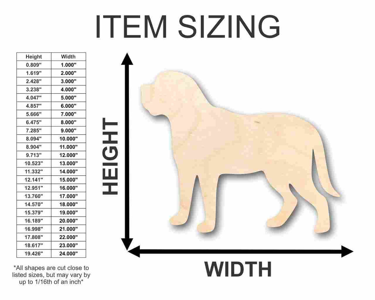 Unfinished Wood Mastiff Dog Shape - Animal - Pet - Craft - up to 46