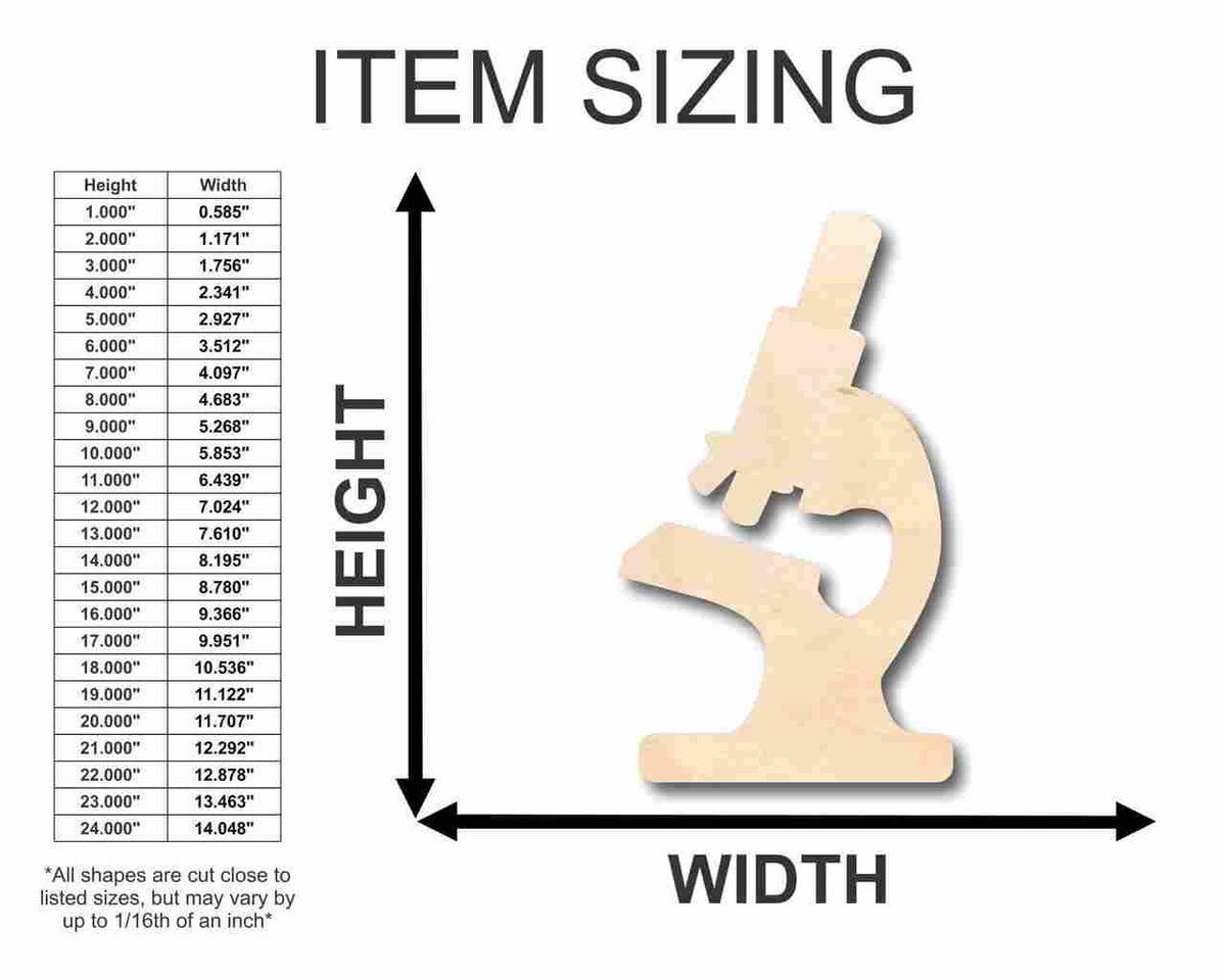 Unfinished Wood Microscope Shape - Science - Craft - up to 46
