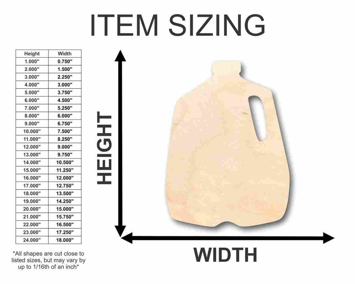 Unfinished Wood Milk Jug Shape - Kitchen - Food - Craft - up to 46