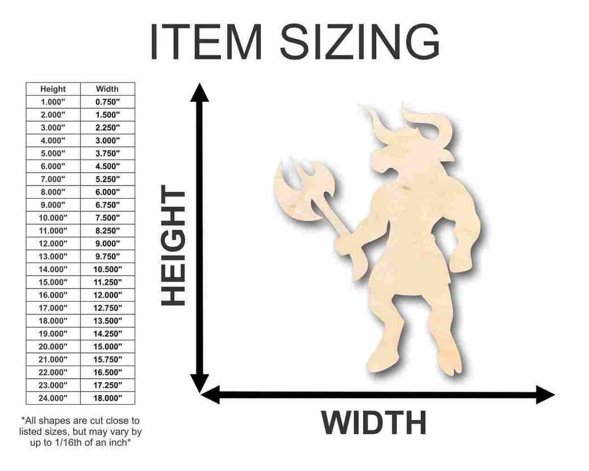 Unfinished Wood Minotaur Shape - Greek - Mythical - Monster - Craft - up to 46