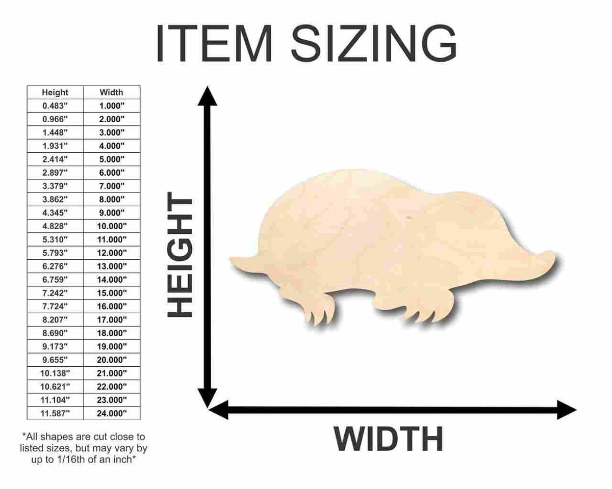 Unfinished Wood Mole Shape - Animal - Wildlife - Craft - up to 46
