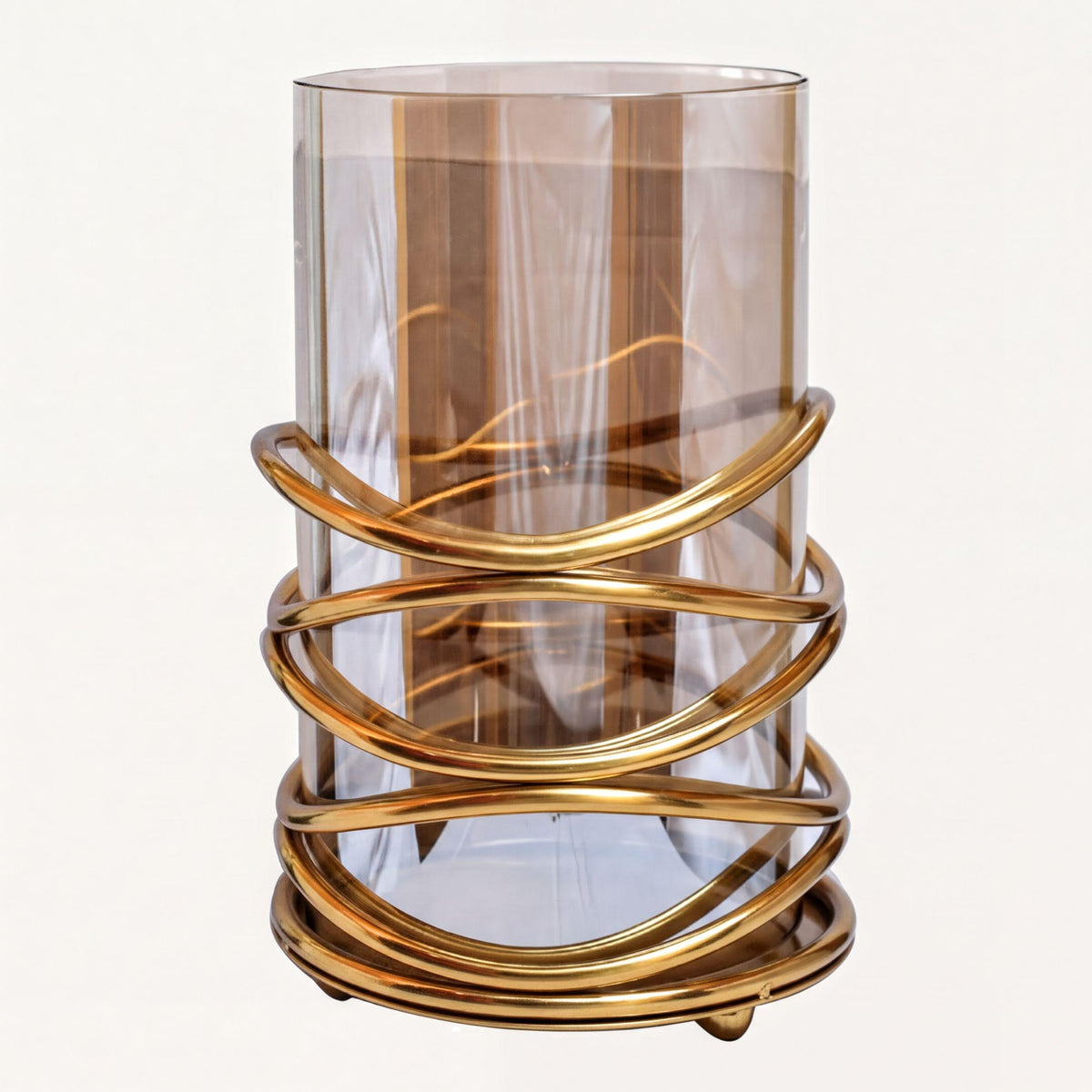 Swirl Candle Holder - Large Bronze Decorative Pillar & Votive Indoor Display