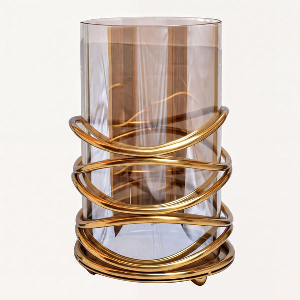 Swirl Candle Holder - Large Bronze Decorative Pillar & Votive Indoor Display