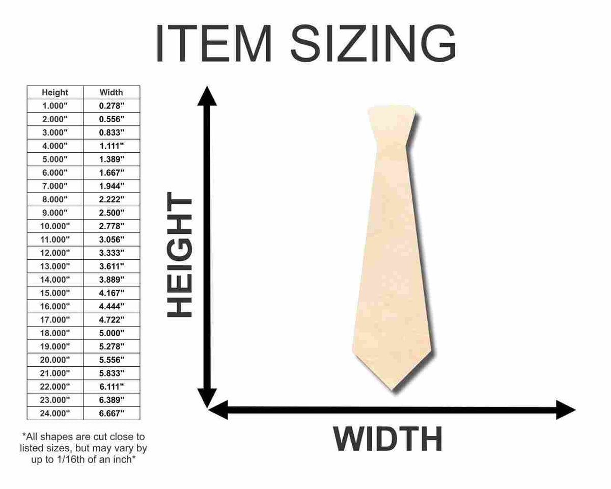 Unfinished Wood Neck Tie Shape - Craft - up to 46