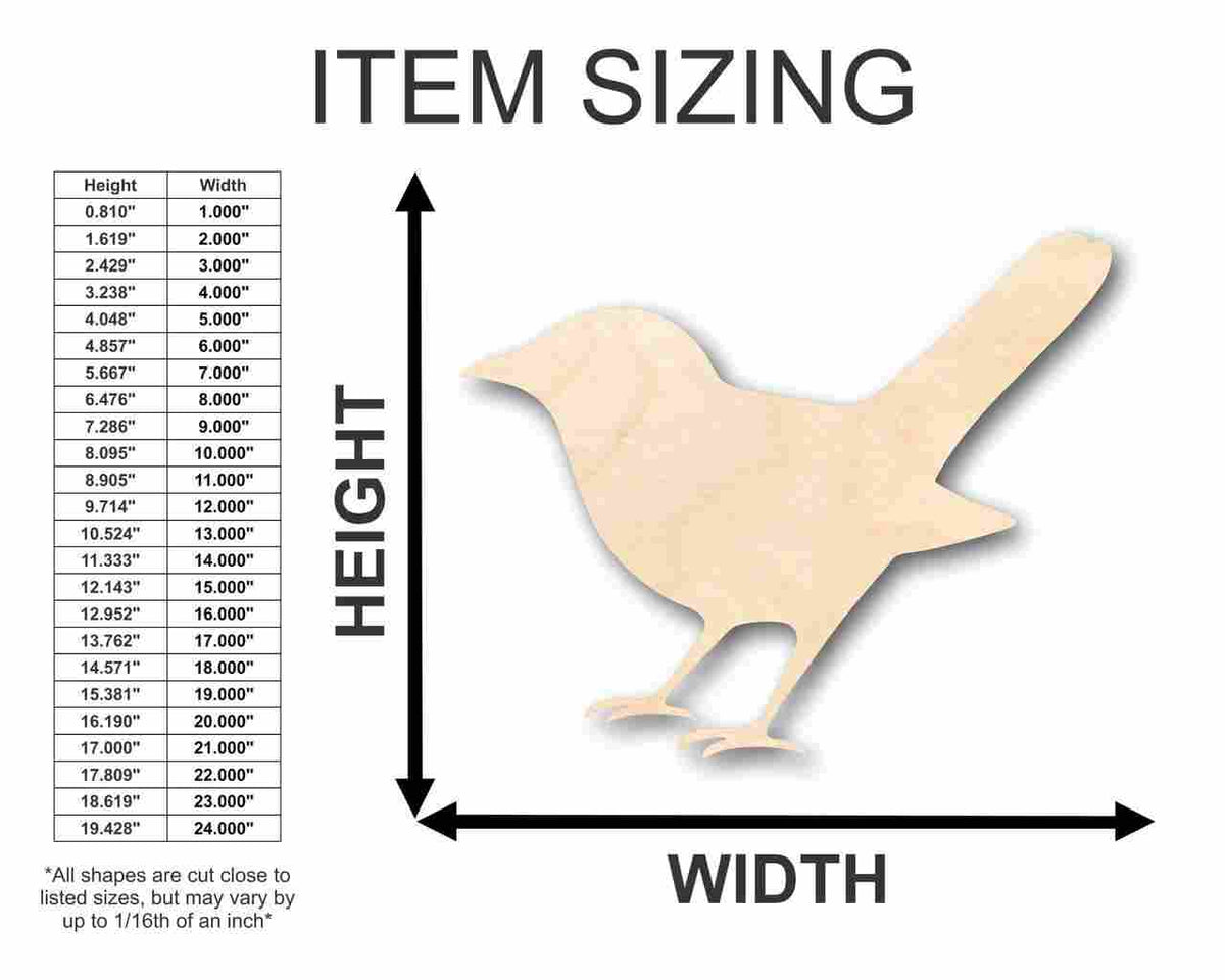 Unfinished Wood Nightingale Shape - Bird - Wildlife - Craft - up to 46