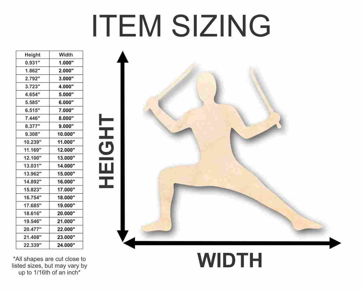 Unfinished Wood Ninja Shape - Craft - up to 46