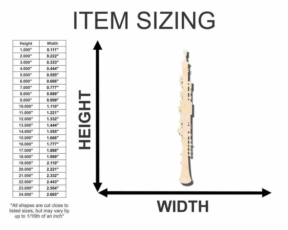 Unfinished Wood Oboe Shape - Music - Craft - up to 46