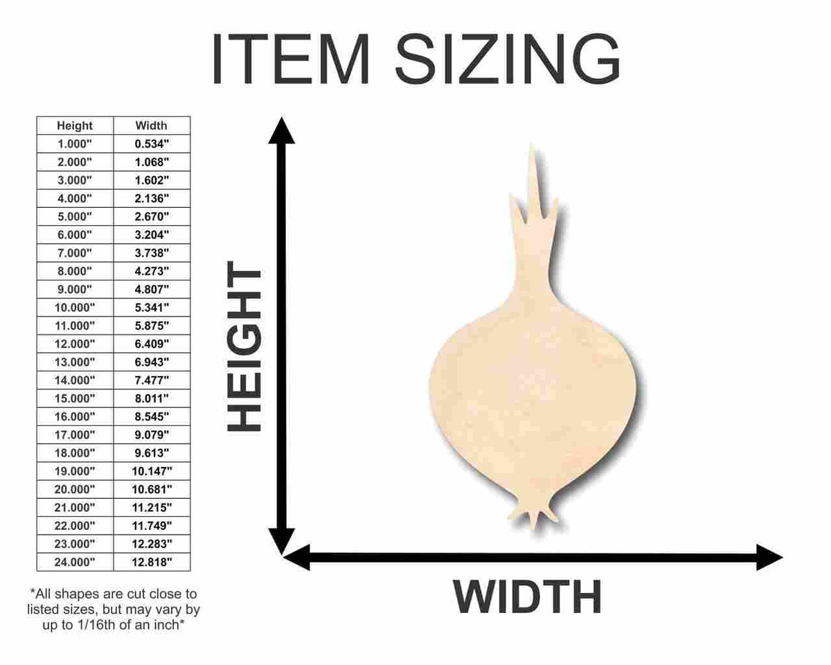 Unfinished Wood Onion Shape - Garden - Kitchen - Food - Craft - up to 46