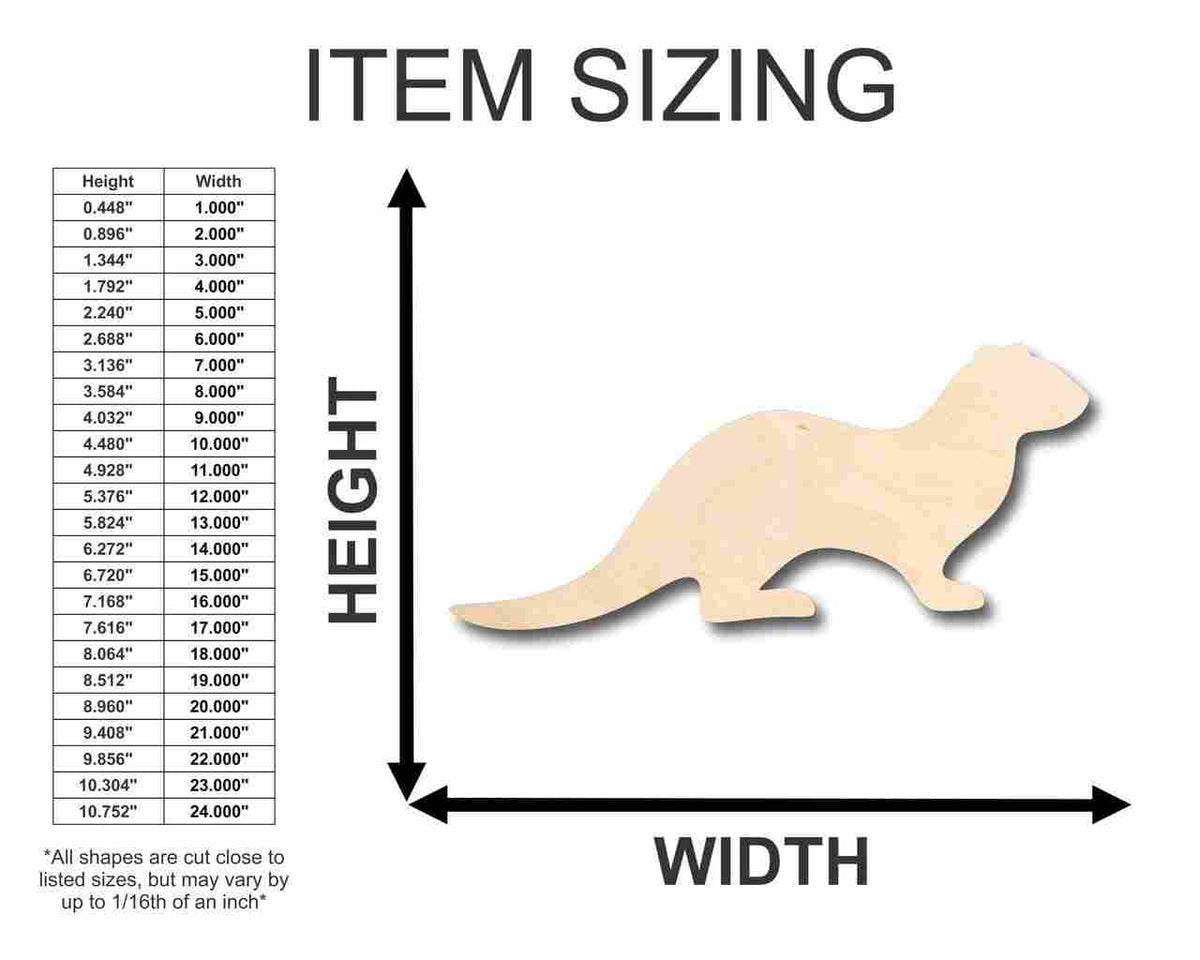 Unfinished Wood Otter Shape - Animal - Craft - up to 46