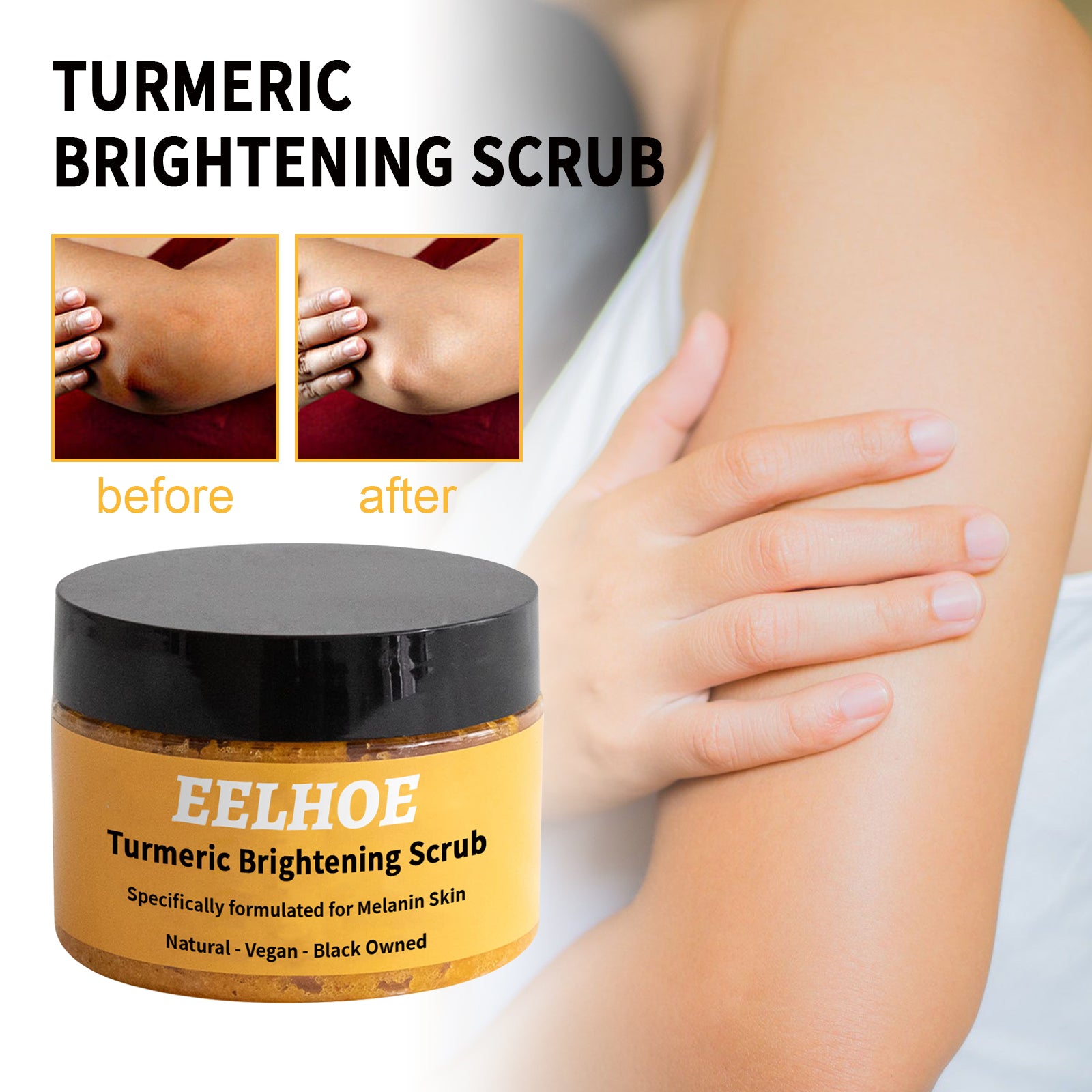 Turmeric Body Scrub Cleanses Skin Exfoliating Melanin Whitening Moisturizing Skin Scrub