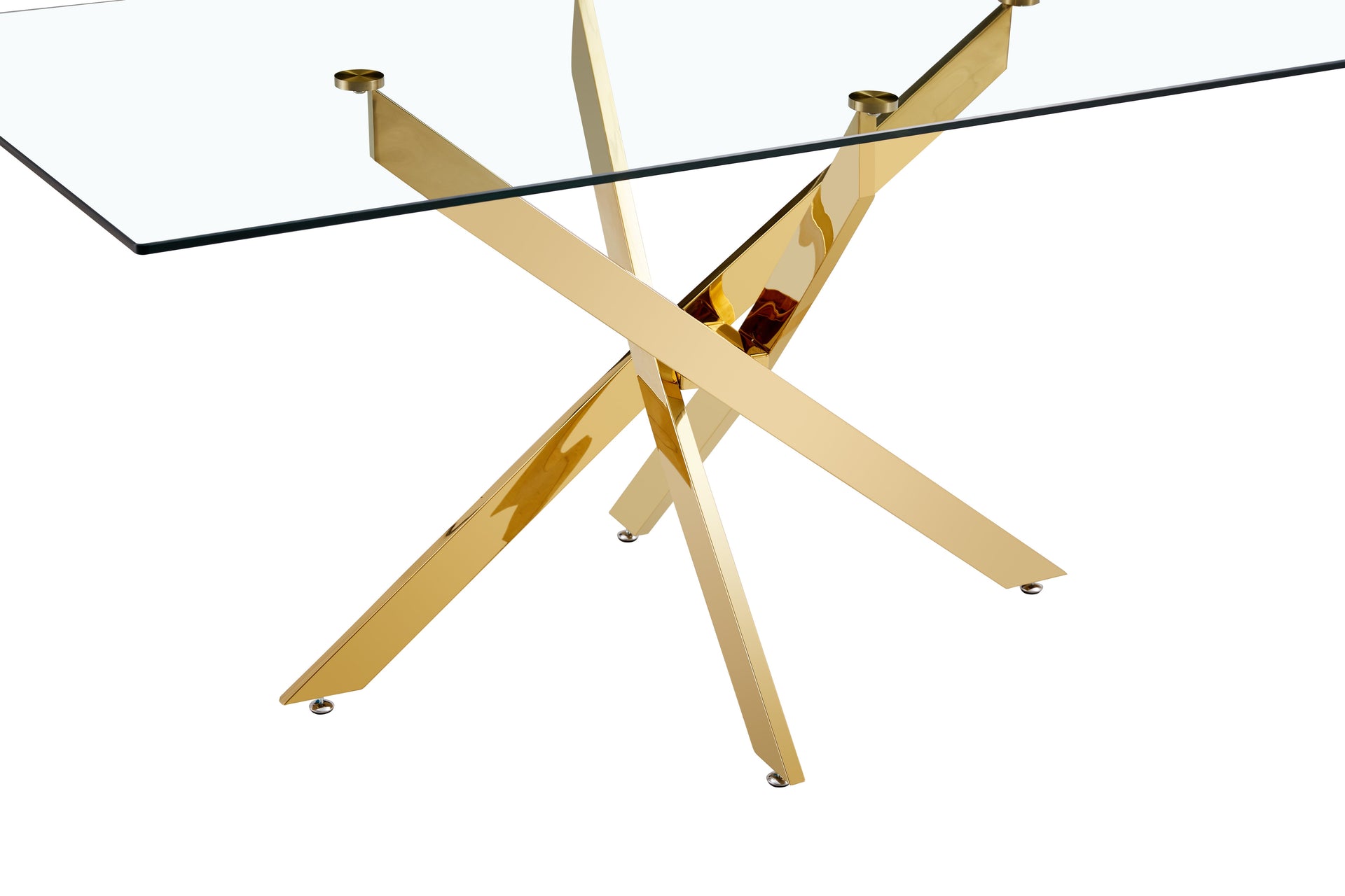 TEMPERED CLEAR GLASS GOLDEN LEG DINNING TABLE 63