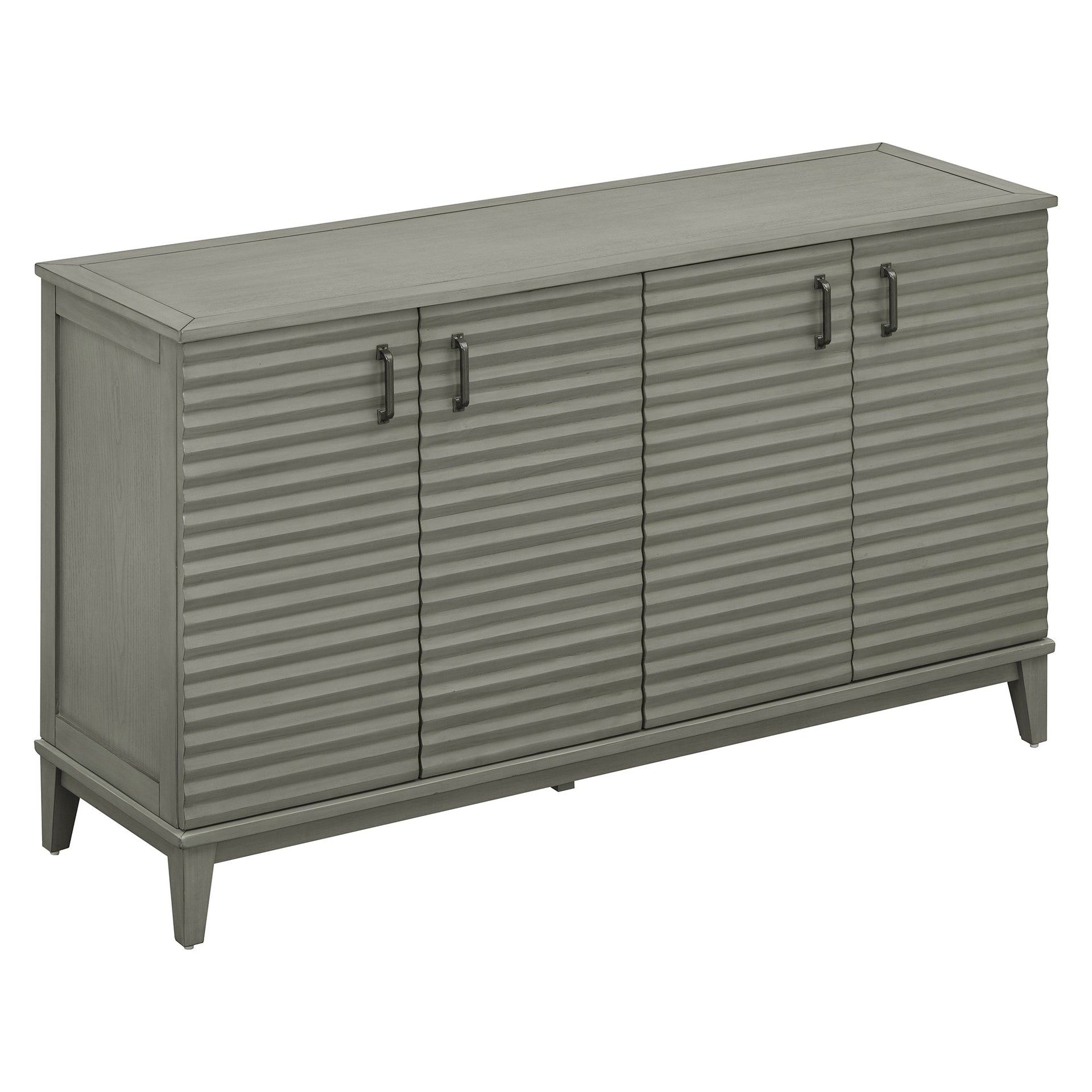 TREXM side panel with 4-door large storage buffet, adjustable shelves and metal handles (antique gray)