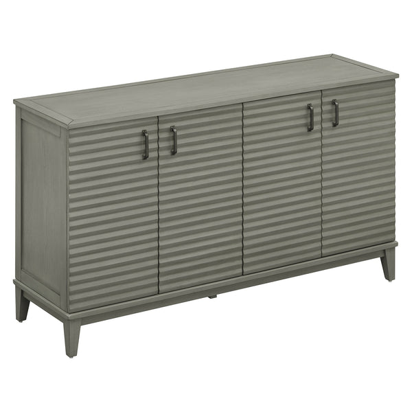 TREXM side panel with 4-door large storage buffet, adjustable shelves and metal handles (antique gray)