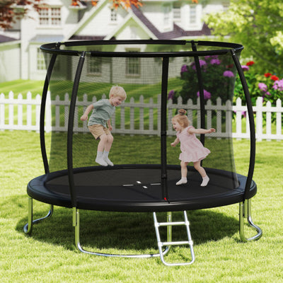 10FT Outdoor Trampoline Heavy-Duty Recreational Trampoline with Safety Enclosure Net-Black
