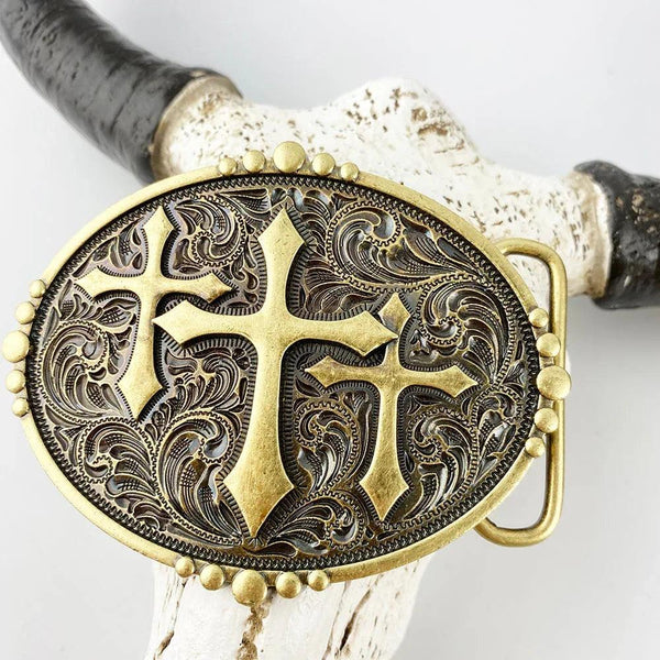 TOPACC Western Turquoise Belts - Three Cross Belt Buckle Copper/Bronze - Gifts for You 'n Me