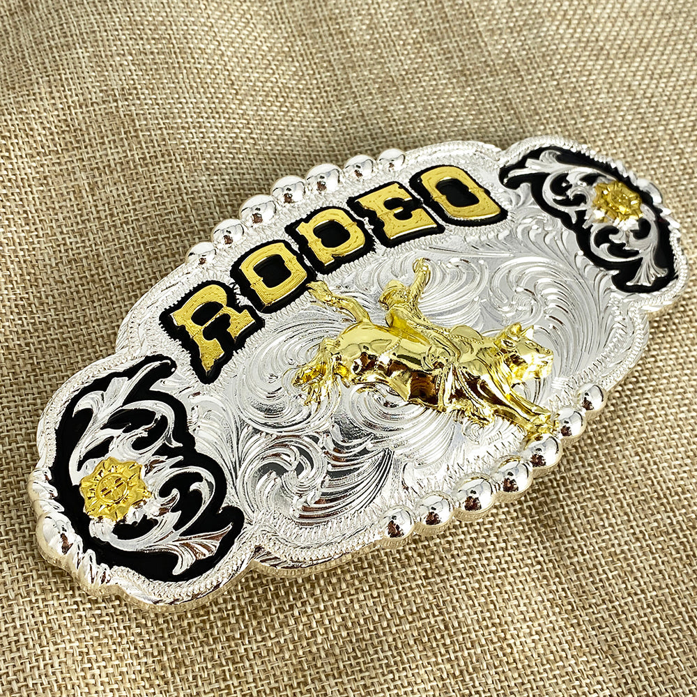 TOPACC Norse Viking Punk Rodeo Engraved Flower Belt Buckle