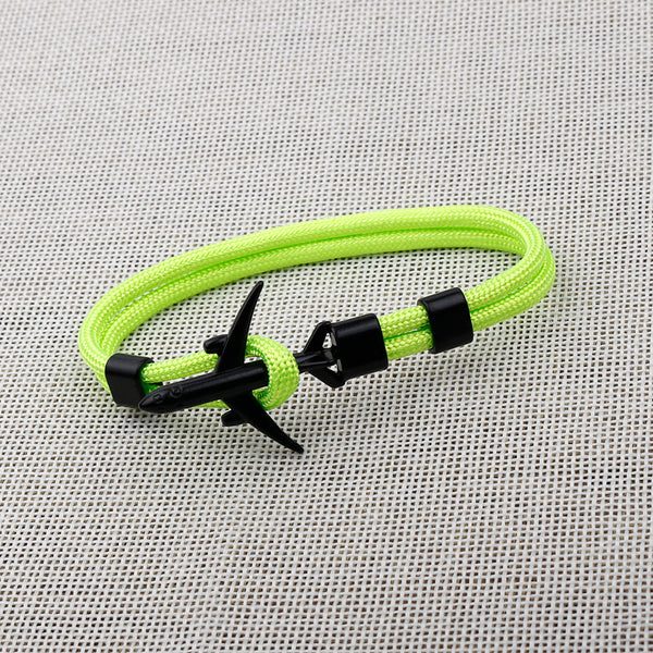Modern Fashion Airplane Anchor Bracelets Men Charm Rope Chain Paracord Bracelet Women Male Air Force Style Wrap Metal Sport Hook Gift
