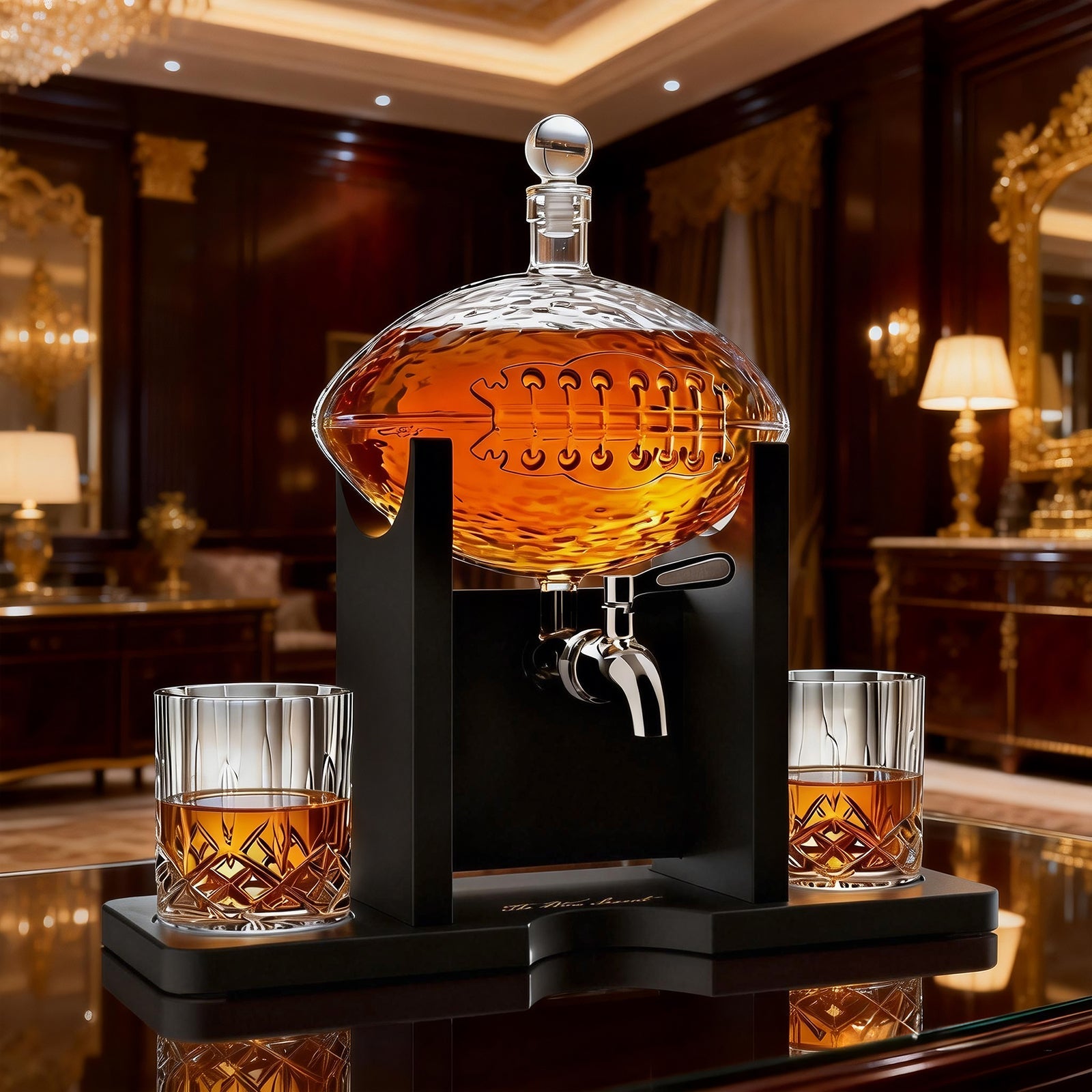 Football Decanter with 2 Whiskey & Wine Glasses & Chillers - For Office, Home or Party - Gift for Husband, Father's day, Men, Sports Lover - Liquor, Scotch & Bourbon 1400ml, NFL, Superbowl, Gifts Decorations