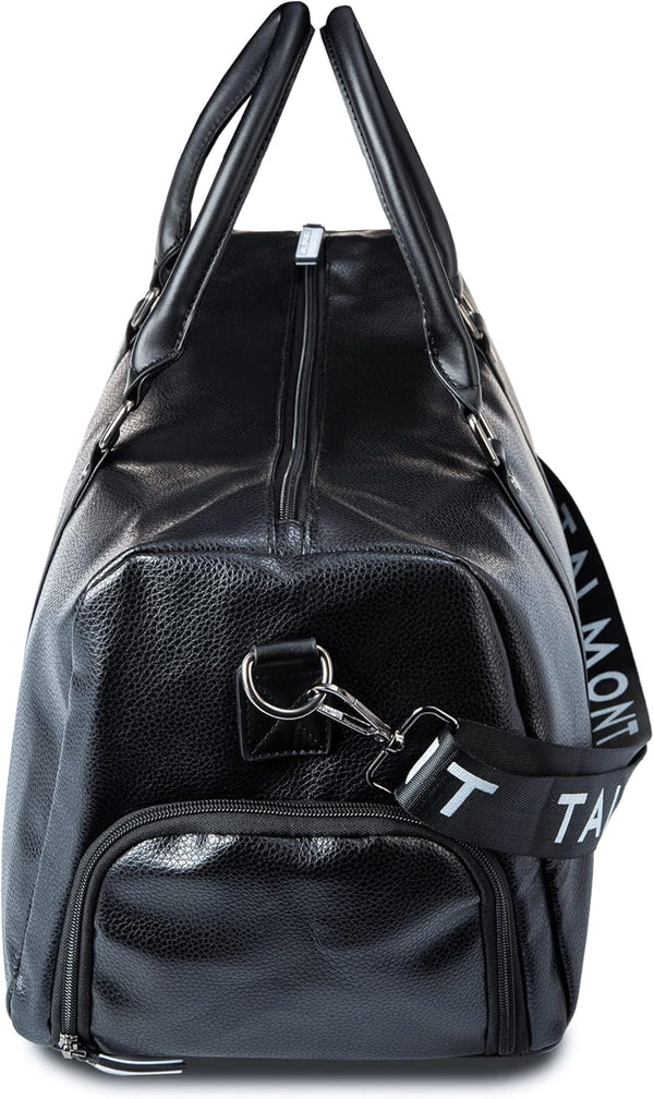 17.7 inch Gym Duffle Leather Bag with Shoe Compartment for Sports Travel - Adjustable Shoulder Strap, Weekender Travel Overnight Bag for Men