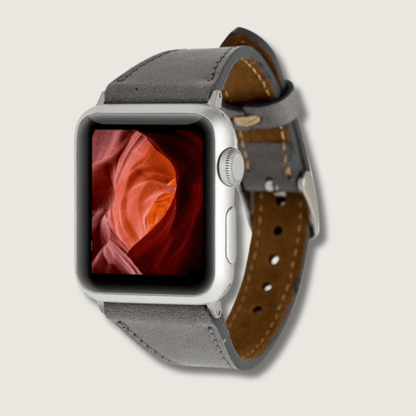 Classic Dark Grey Leather Apple Watch Band - Dallas