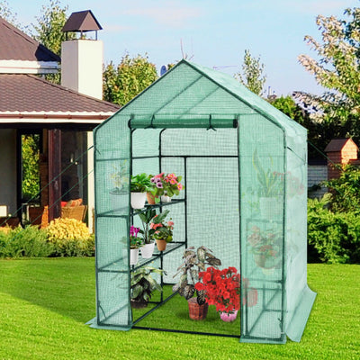 Walk-in Greenhouse 56 x 56 x 77 Inch Gardening with Observation Windows-Green