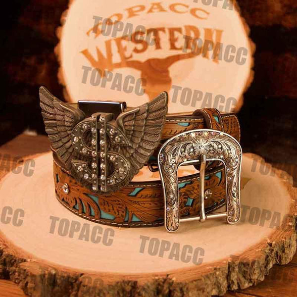 Turquoise Belt with Vintage Lighter Buckle - Gifts for You 'n Me