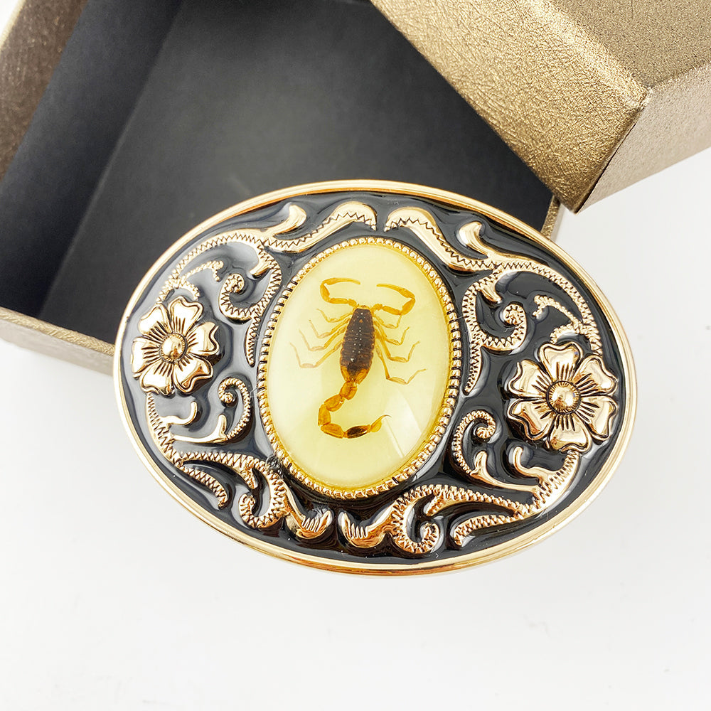 TOPACC Western Turquoise Belts -  Luminous Stone 3D Scorpion Belt Buckle Copper/Bronze