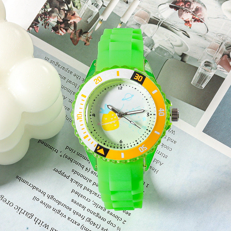 Kids Quartz Watches 50M Waterproof Analog Wristwatches Jelly Clock Students Watch Children PU Band Watch Childrens Analog Wrist Watch With Protective Design Simple Watch For Girls And Boys