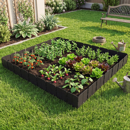 10.5 FT 70 PCS Garden Edging Borders No Dig Interlocking Design for Flower Beds-Black