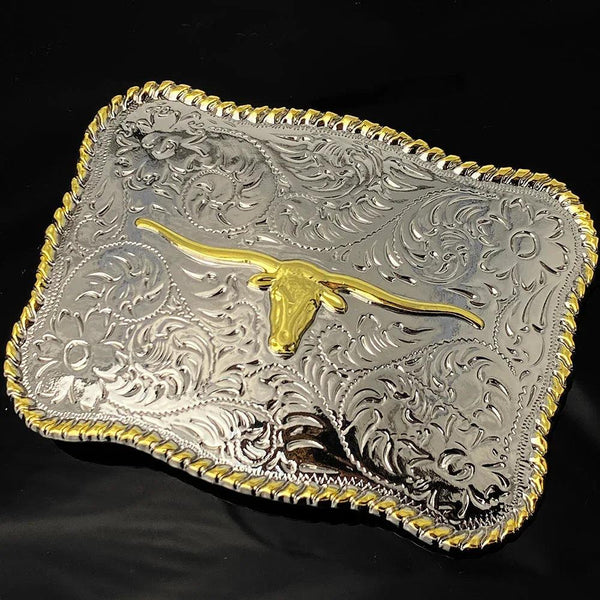 TOPACC Rectangle Two Tone Longhorn Cow Belt Buckle - Gifts for You 'n Me
