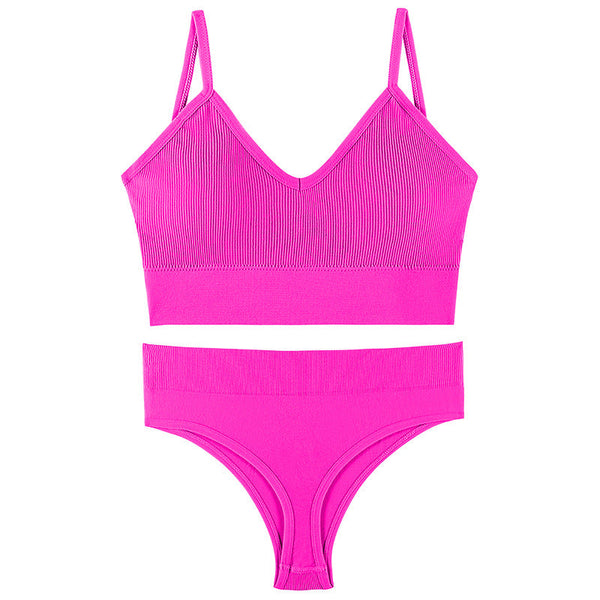 Women Seamless Bra Top Fitness Swimwear Push Up Exercise Bikini For Women 2 Pieces Ribbed Seamless Yoga Bikini Sets Sports Bra And Underwear Set 2 Piece High Waist Summer Bikini
