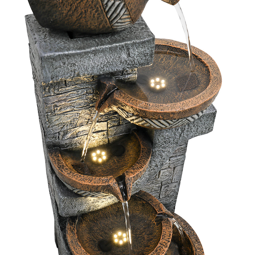 Resin Carved Clay Urn Outdoor Water Fountain 42 Inch