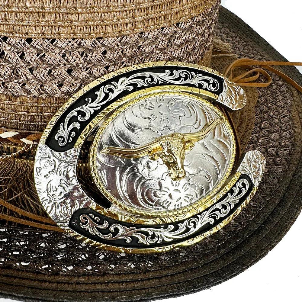 TOPACC Two Tone Horseshoe Longhorn Bull Buckle - Gifts for You 'n Me