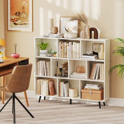 7/8/10-Cube Bookcase with 5 Tapered Metal Legs-10 Cubes