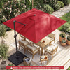 10 FT Cantilever Patio Umbrella with Solar LED Lights for Pool and Garden-Red