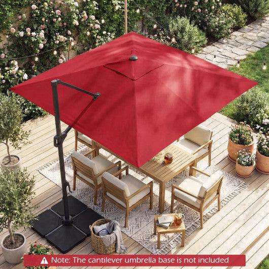 10 FT Cantilever Patio Umbrella with Solar LED Lights for Pool and Garden-Red