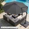 10 FT Cantilever Patio Umbrella with Solar LED Lights 360° Rotation-Gray