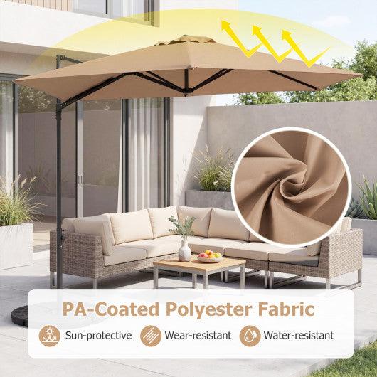 10 FT Cantilever Patio Umbrella with 360° Rotation for Garden-Tan