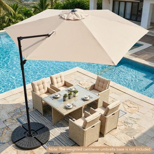 10 FT Cantilever Patio Umbrella with 360° Rotation for Garden-Beige
