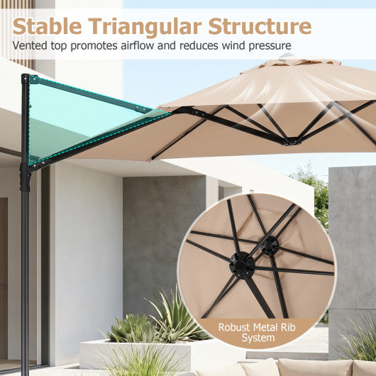 10 FT Cantilever Patio Umbrella with 360° Rotation for Garden-Beige