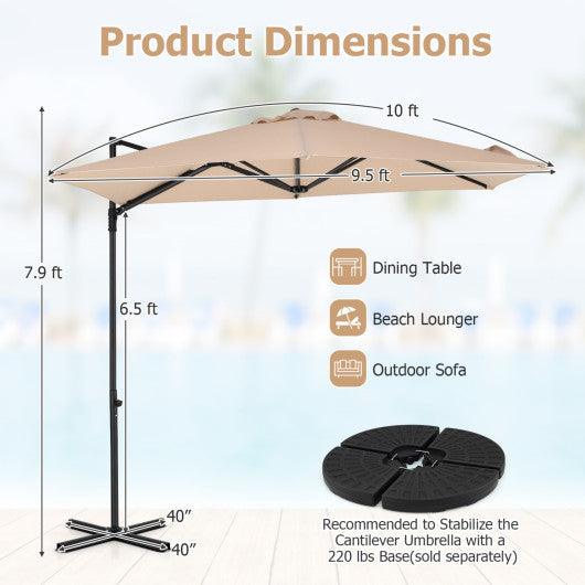 10 FT Cantilever Patio Umbrella with 360° Rotation for Garden-Beige