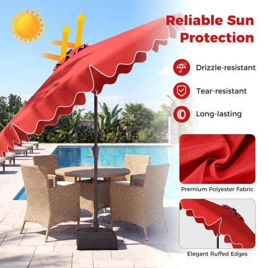 10 FT Outdoor Patio Umbrella with Solar LED Lights and Weighted Base-Red