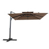 10 FT Patio Cantilever Umbrella with 360° Rotation and 8 Sturdy Ribs for Backyard-Tan