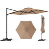 10 FT Patio Cantilever Umbrella with 360° Rotation and Air Vent for Backyard and Poolside-Tan - Tan