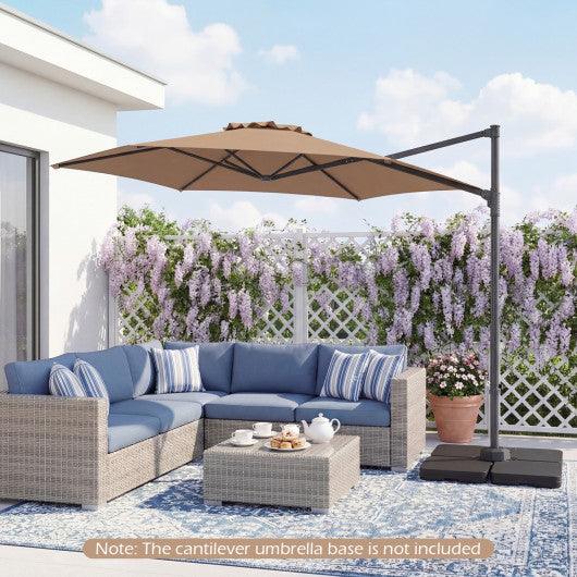 10 FT Patio Cantilever Umbrella with 360° Rotation and Air Vent for Backyard and Poolside-Tan