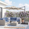 10 FT Patio Cantilever Umbrella with 360° Rotation and Air Vent for Backyard and Poolside-Beige