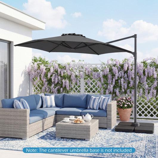 10 FT Patio Cantilever Umbrella with 360° Rotation and Air Vent for Backyard and Poolside-Gray