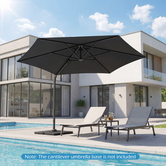 10 FT Patio Cantilever Umbrella with 360° Rotation and Air Vent for Backyard and Poolside-Gray
