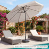 10 FT Scalloped Patio Umbrella with Push Button Tilt and 8 Fiberglass Ribs-Beige